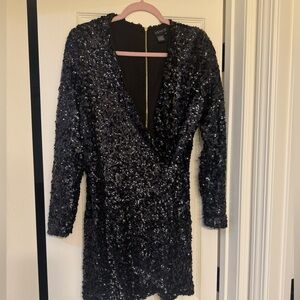 Venus Black Sequin Cocktail Dress Size M